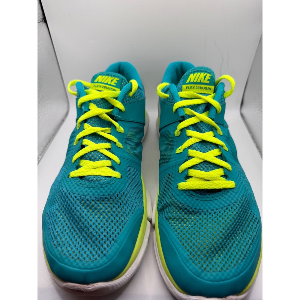 Nike Flex 2014 Run Teal Neon Yellow Running Shoes 642767-300 Womens 9.5